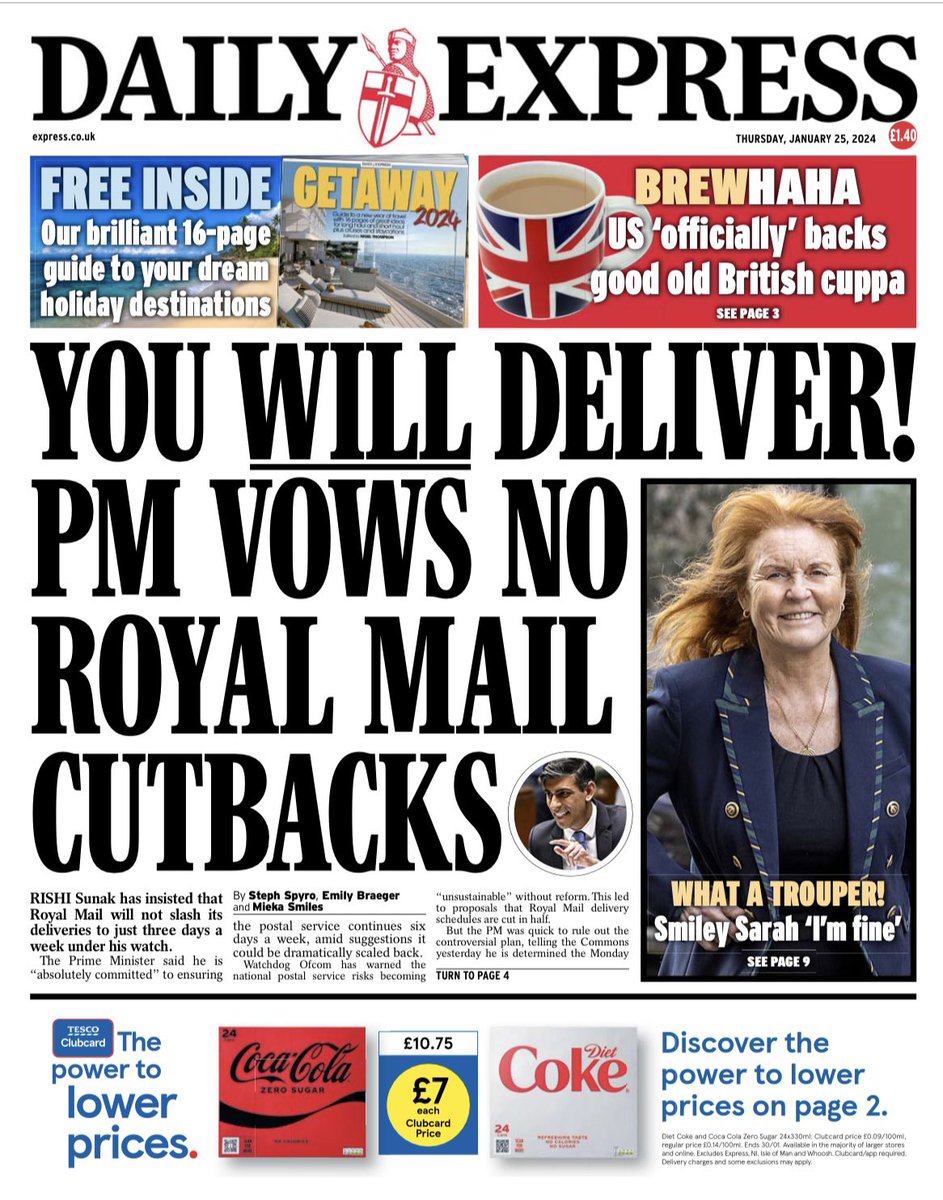 The PM vows they’ll be no Royal Mail cutbacks.👇 My first front page for @Daily_Express. 🗞️📰