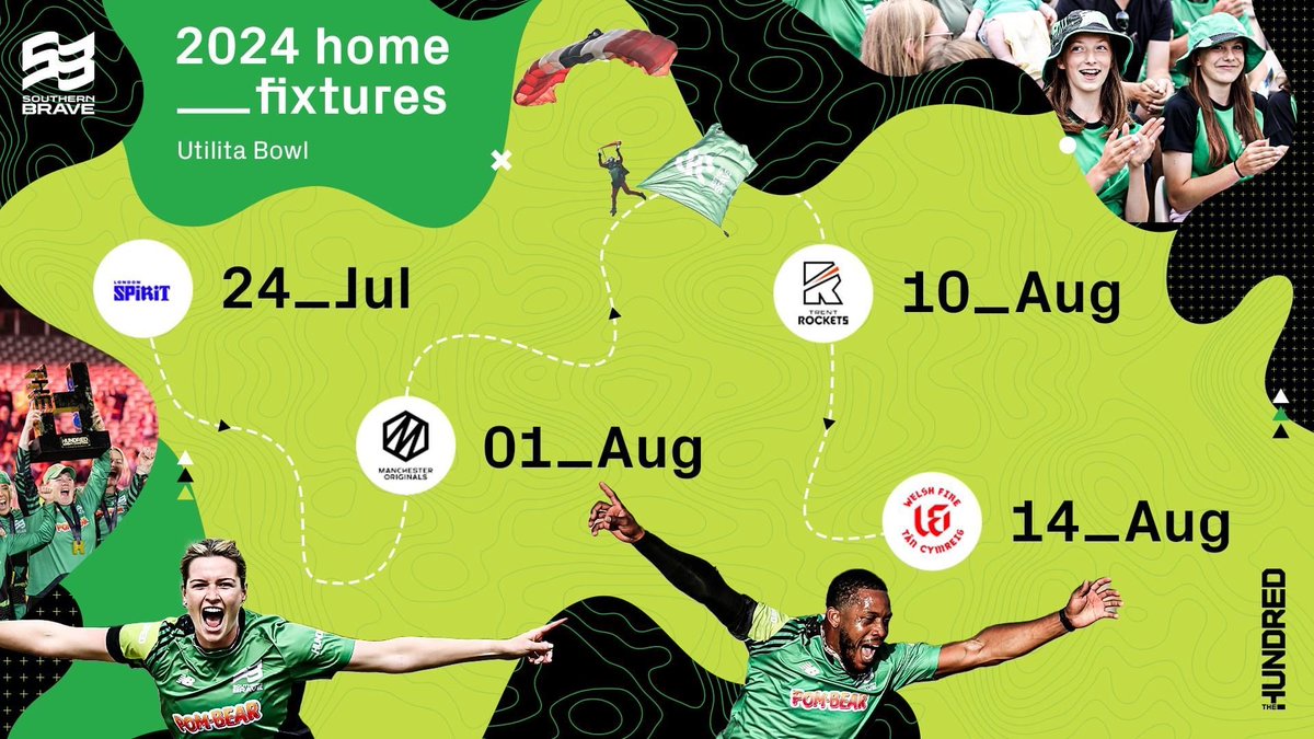 The fixtures for the super successful @southernbrave in <a href="/thehundred/">The Hundred</a> have been released 👏

#thehundred #cricket #utilitabowl #Southampton #southernbrave