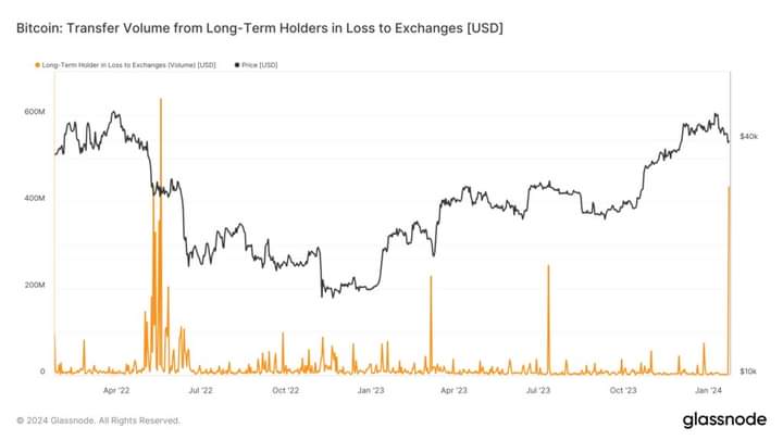 FiresidePi's tweet image. Dựa theo Glassnode, một số các hodler dài hạn đã cắt lỗ cách đây 2 ngày, gửi hơn 430 triệu USD Bitcoin lên sàn giao dịch vào ngày 22 tháng 1.

Gần đây thì các hodler ngắn hạn và dài hạn đã không còn là chốt lời nữa, mà chuyển qua cắt lỗ.