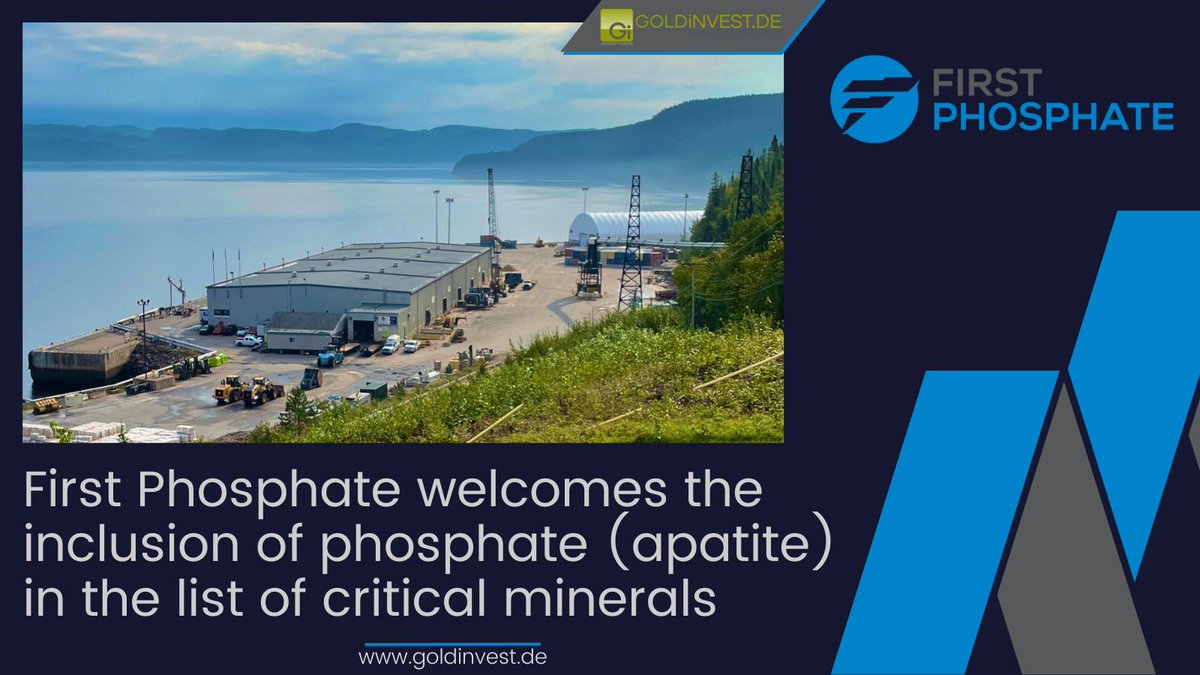 The Province of Québec has added the phosphorus mineral apatite to the list of minerals considered critical and strategic. #FirstPhosphate welcomes this step because it draws general attention to a potential future bottleneck that needs to be mitigated in good time by developing