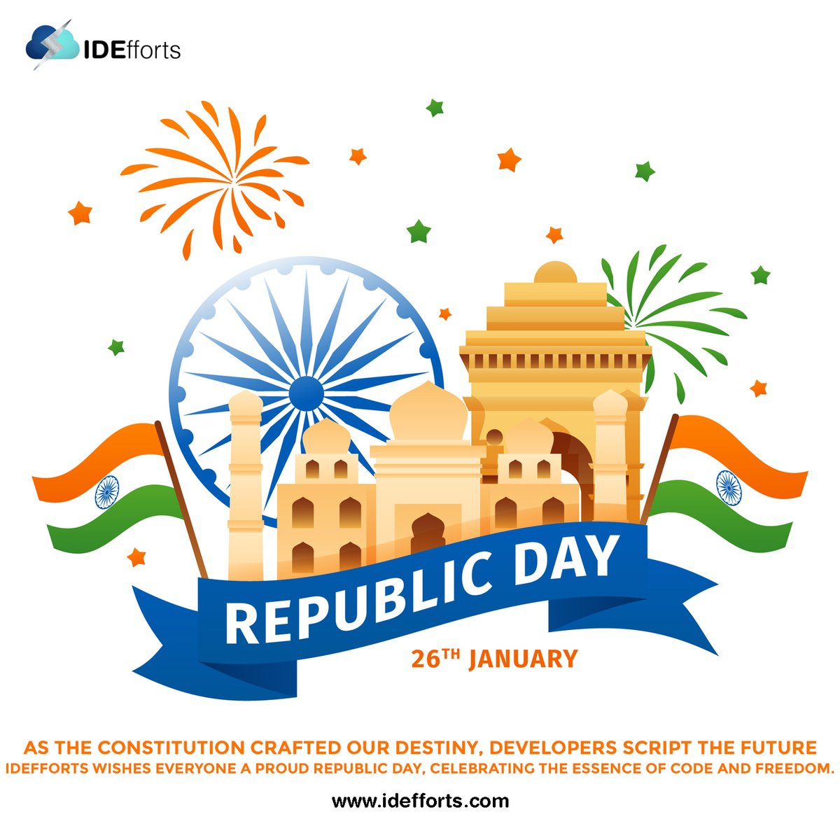 IDEfforts_'s tweet image. As the Constitution crafted our destiny, developers script the future. 

IDEfforts wishes everyone a proud #RepublicDay, celebrating the essence of code 🖥️ and freedom 🇮🇳. 

#DigitalIndia #CodeForNation
