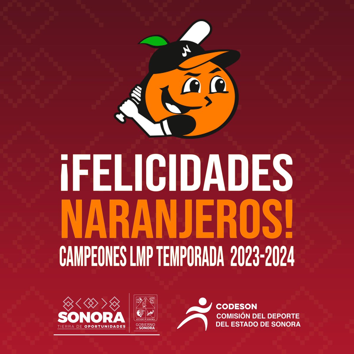 ¡Naranjeros de Hermosillo Campeones!

Enhorabuena por el título obtenido a la organización y el haber llegado a 17 campeonatos en la Liga Arco Mexicana del Pacífico.

Felicidades a toda la afición y estoy muy orgulloso ser parte de esta familia ⚾️🍊 <a href="/ClubNaranjeros/">Naranjeros de 𝐇ermosillo</a>