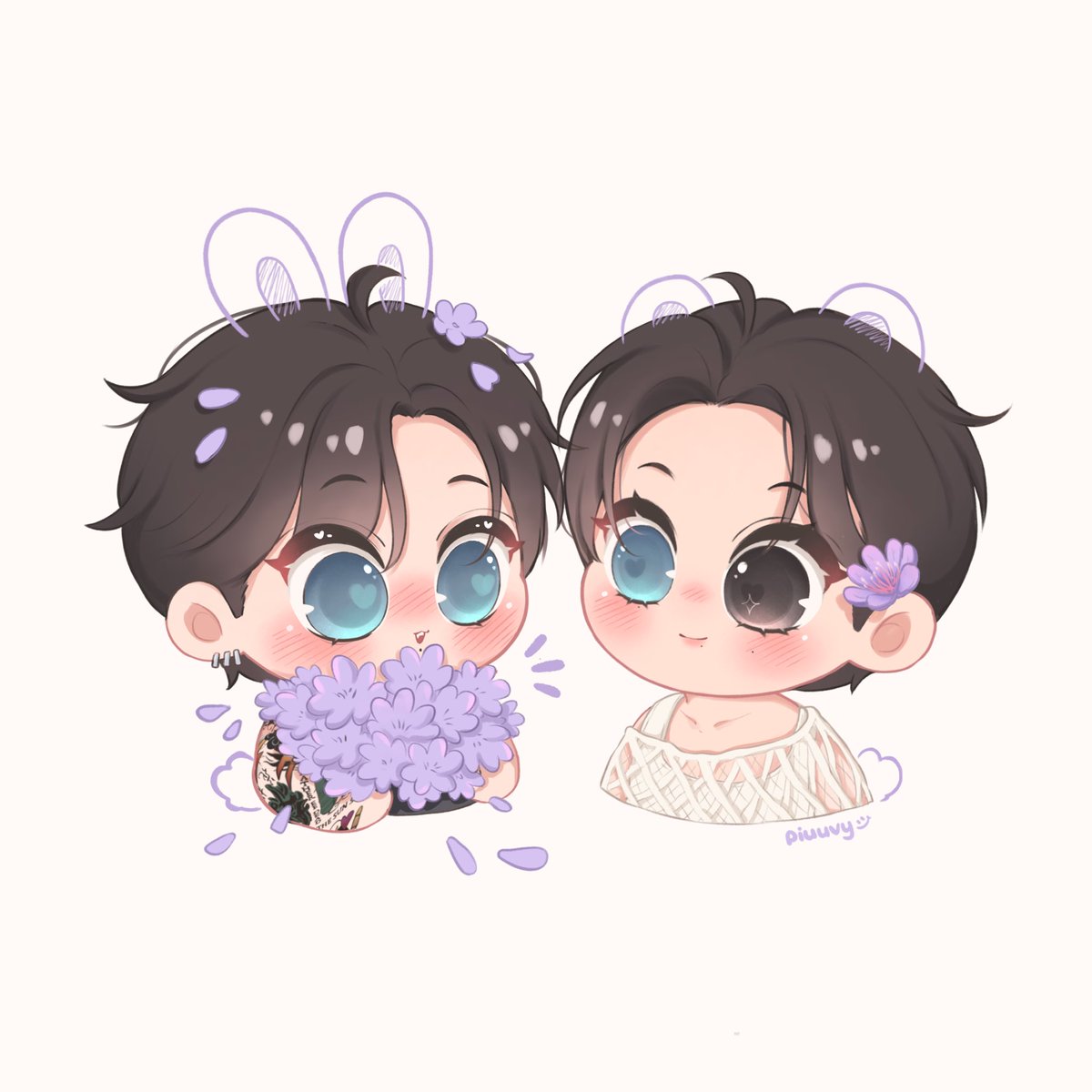 🐰*Koo wants to be friend with the pretty baby boy, so he picked all the purple flowers and gave him the most beautiful one* 🥺 . . idea from a theory that taetae is a half zombie (Love All Wins) of somebody 🥹 #taekook #kookv #국뷔 #태국 #グクテテ