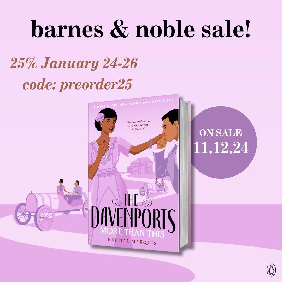 New date and a pre-order sale! 💜✨

Get THE DAVENPORTS: MORE THAN THIS at 25% off from January 24-26, including audiobooks and eBooks! Visit @barnesandnoble for more details!

#thedavenports #thedavenportsmorethanthis  #yaromance #penguinteen #bnpreorder25 #bnpreordersale