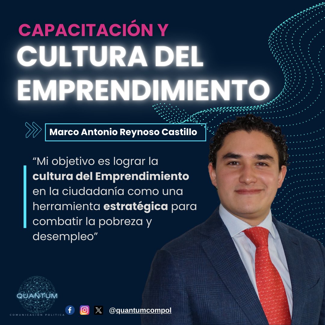 ¡Conoce al #QuantumTeam! 
Él es <a href="/Marco_Reynoso_/">Marco Antonio Reynoso Castillo</a> , Licenciado en Gobierno y Maestrante en Anticorrupción, cuenta con una destacada participación en el Programa de #Emprendimiento para Formadores y Promotores de Pequeñas Empresas 
 #Quantum #Estrategia #Compol