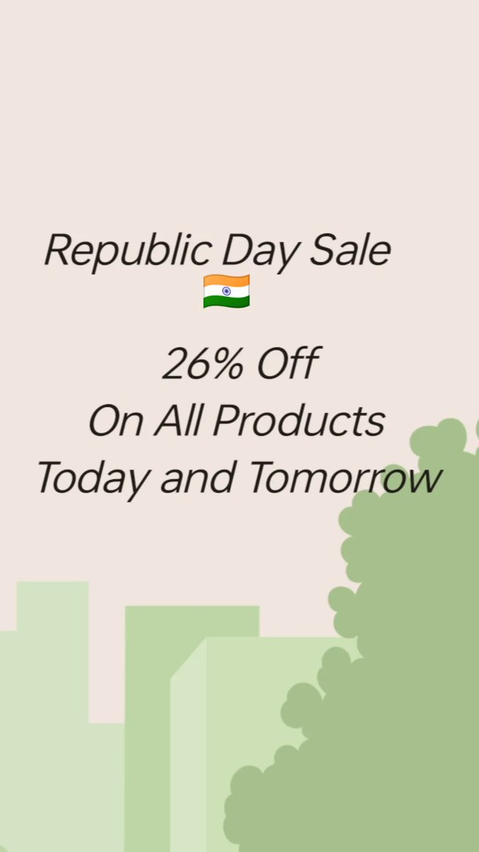 Republic Day Sale

Offering flat 26% discount Today and tomorrow on all our products in the catalogue .
25-26 January.
For more details Kindly DM or WhatsApp 9818551034.
Jai Hind 🇮🇳
#republicday 
#republicdaysale 
#indianarmy 
#indianarmedforces 
#indianairforce 
#indiannavy
#nda