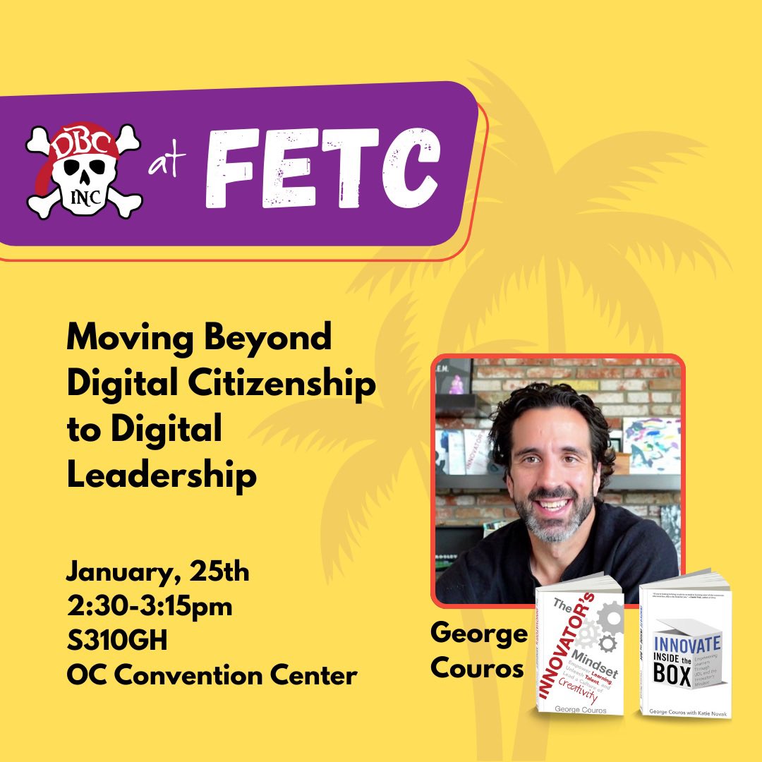 burgessdave's tweet photo. Two incredible sessions and an author meet-up with #InnovatorsMindset author, @gcouros, today at #FETC!!
10-10:45am
2:30-3:15pm
(Author meet: 12-12:30)
#dbcincbooks #InnovateInsideTheBox @dbc_inc @TaraMartinEDU https://t.co/Vz9mh93WBg