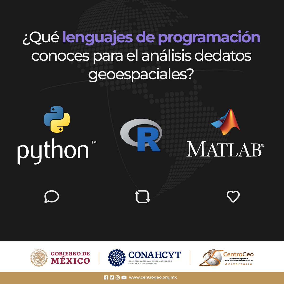 UECC_CentroGeo's tweet photo. ¿Eres programador y te gustaría especializarte en el manejo de datos geoespaciales?
👇Comenta cuál es tu lenguaje de programación favorito:
Python
R
Matlab

#Programación #DatosGeoespaciales https://t.co/zyv9zzm0SX