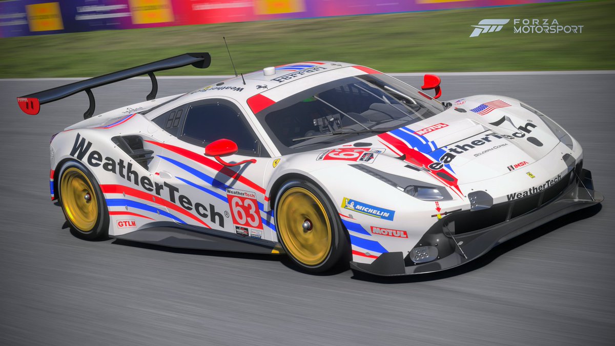ESV_Phoenix's tweet photo. Now Shared!
This is my take on the 2020 Scuderia Corsa livery that competed in the GTD class on the newly released Ferrari 488 GTLM.
As the car has a fixed GTLM window banner, the livery had to be adapted to suit.

@IMSA
@ForzaMotorsport 
@Scuderia_Corsa 
#FMshare https://t.co/xK0IBUH1WC