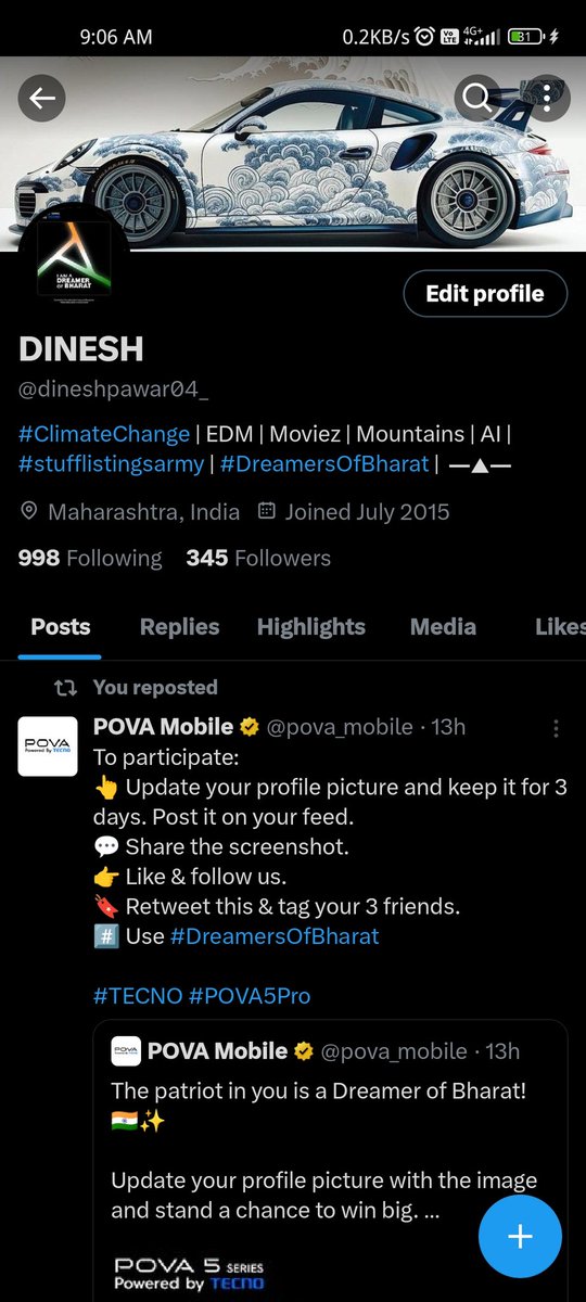 THANKS @pova_mobile 😊
#DreamersOfBharat
#TECNO #POVA5Pro

Tag -
@TechyLinaMBA @monufighter5 
@manjitmld484 @RakeshK73155212 
@SmartAnand07 @dilipjain077