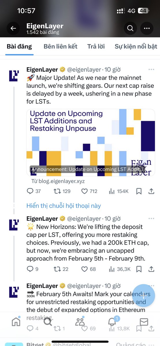 dinhdateth's tweet image. Eigen Layer dời ngày Restake

Thông cáo báo chí mới nhất thì Eigen layer dời ngày mở Poll restake; thời gian mở Poll cụ thể như sau:

✅Thời gian: 05/02/2024 12PM đến 09/02/2024 12PM
(Giờ VN là: 3h sáng ngày 06/02/2024 đến 3h sáng ngày 10/02/2024)

✅ Bỏ giới hạn…