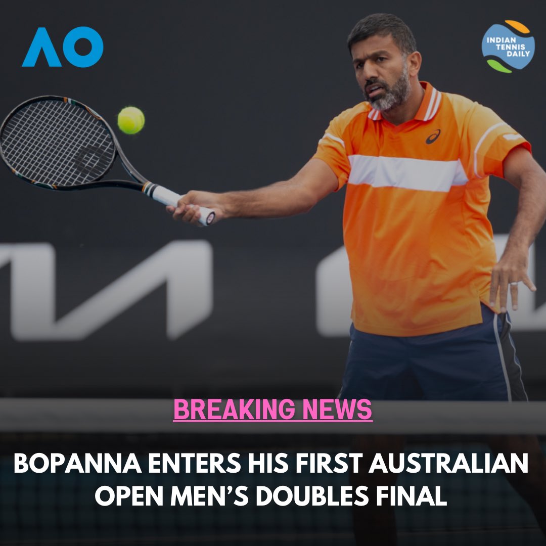 2ND CONSECUTIVE GRAND SLAM FINALS FOR BOPANNA/EBDEN 2nd seed Bopanna/Ebden defeated Zhang🇨🇳/Machac🇨🇿 6-3 3-6 7-6(7) in the semis @rohanbopanna also breaks his own record of oldest man to feature in a grand slam finals