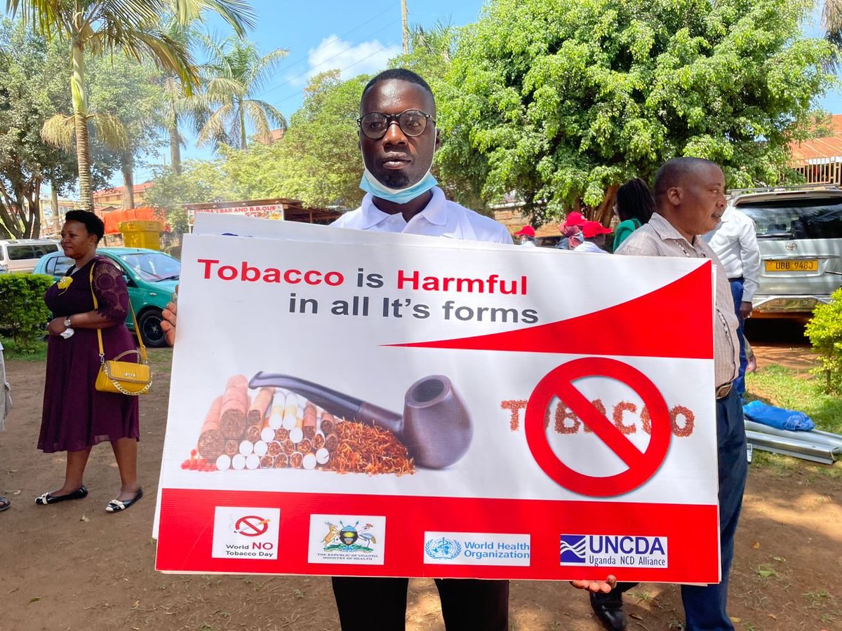 About 8.3% of Ugandans currently smoke tobacco products. Smoking is a major risk factor for cardiovascular &amp; respiratory diseases. <a href="/WHOUganda/">WHO Uganda</a> continues to support <a href="/MinofHealthUG/">Ministry of Health- Uganda</a> tobacco control initiatives, including sensitizing communities about negative impacts of tobacco use.