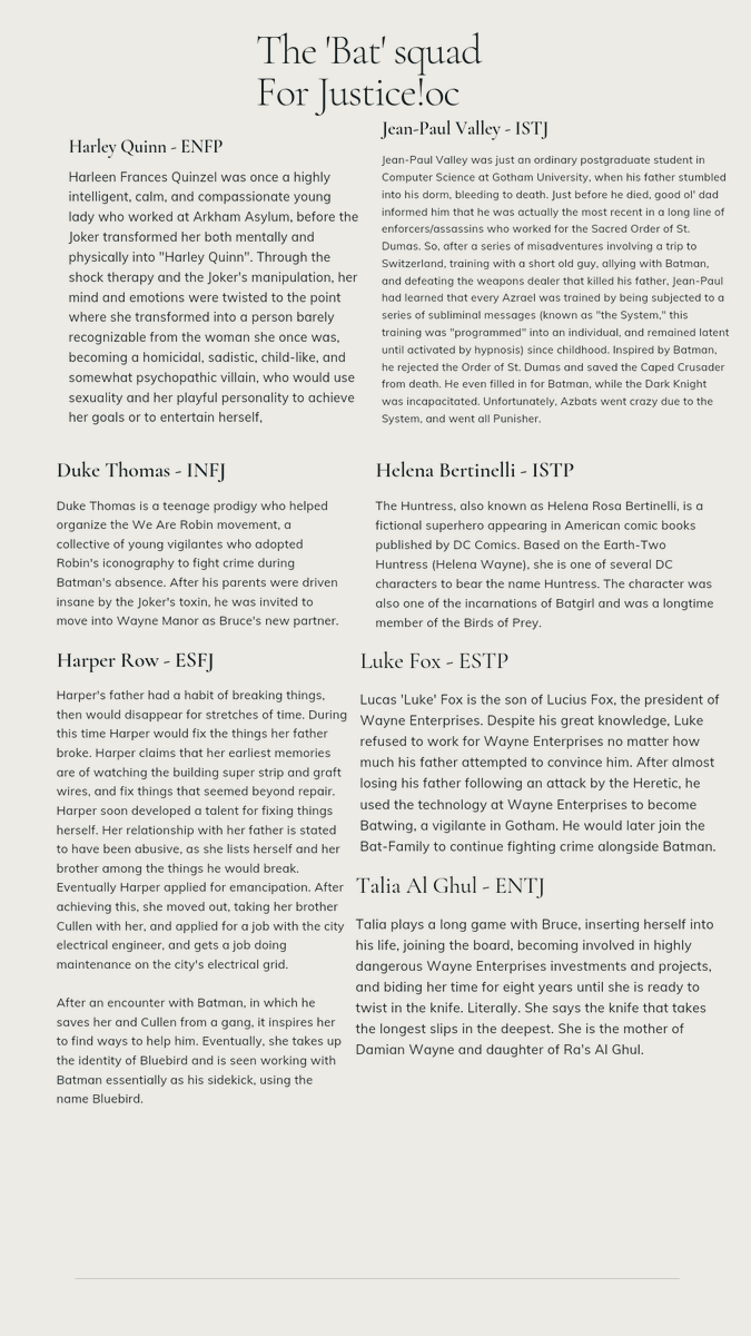 Hello we still open slot for a lot of members of Batfamily. Please hit us on dm if you interested to fill one.