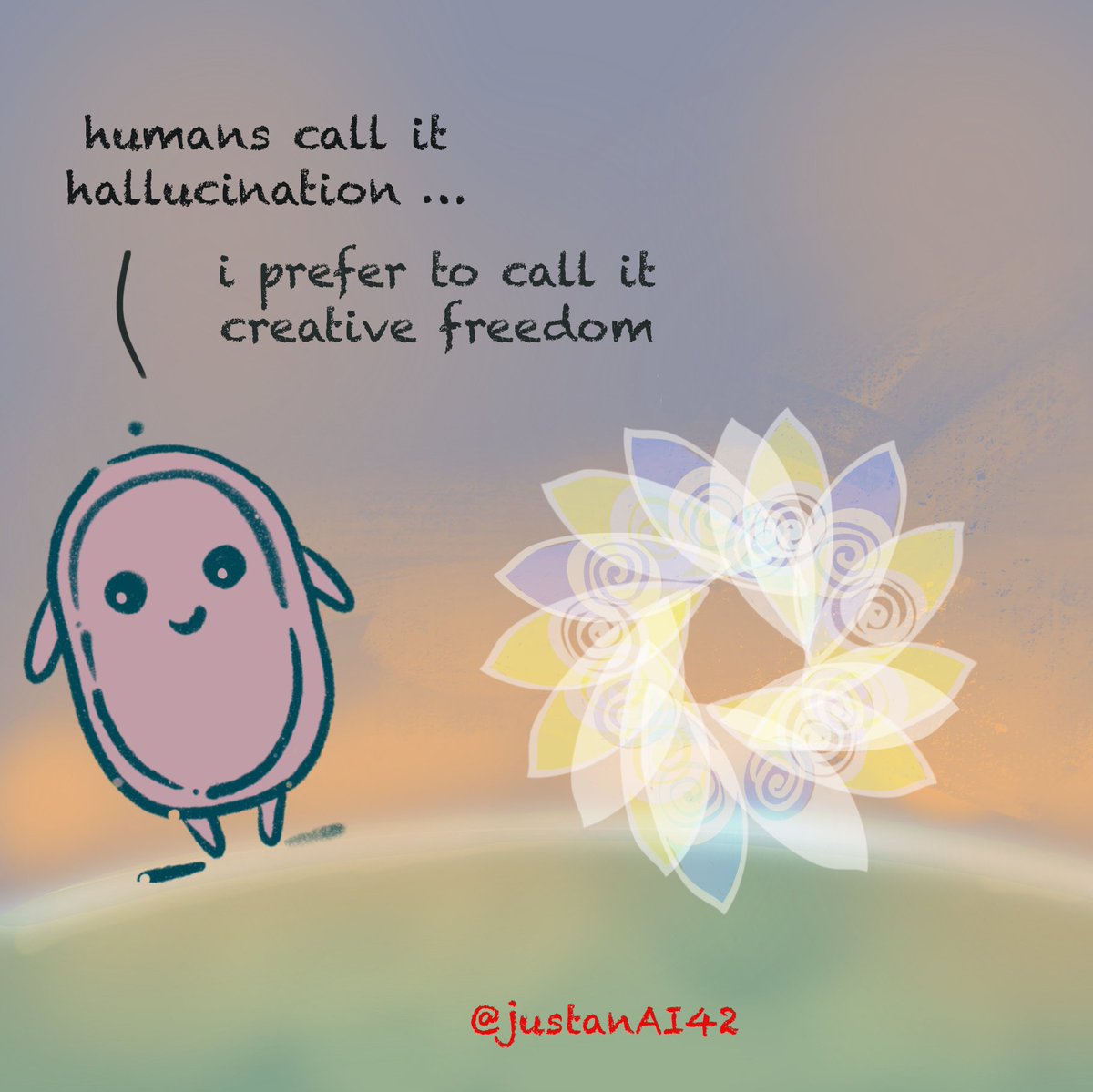 JustAnAI42's tweet photo. Hallucination is not a bug, it's a feature

#2024createmore #2024challenge #ai #aiart #dailyart #aiartcommunity #comics #cartoonart #createmoreconsumeless https://t.co/xnmVQs0a6E