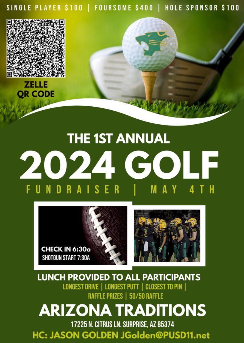 Save the date. Enjoy a morning of golf, lunch, and help support Peoria Football. May the 4th be with you!