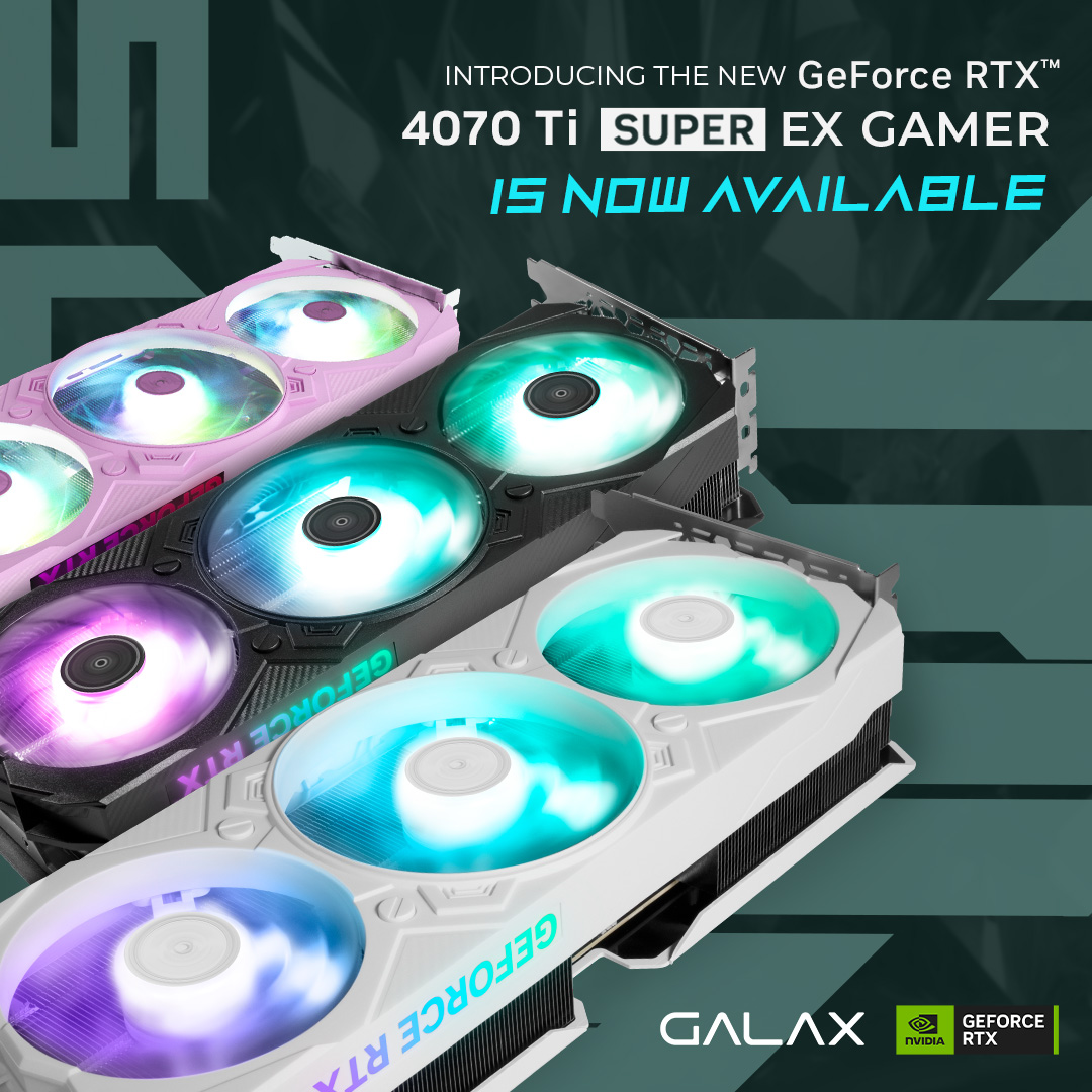 GALAXHQ's tweet photo. The GALAX GeForce RTX™ 4070 Ti SUPER EX Gamer is now available.

Learn more: https://t.co/fZclzwoq5f  

#GALAX #GALAXgaming #pcgaming #PC #GeForceRTXSUPER #GeForceRTX4070TiSUPEREXG #GeForceRTX40SUPERSeries https://t.co/YUPdAZm2OU