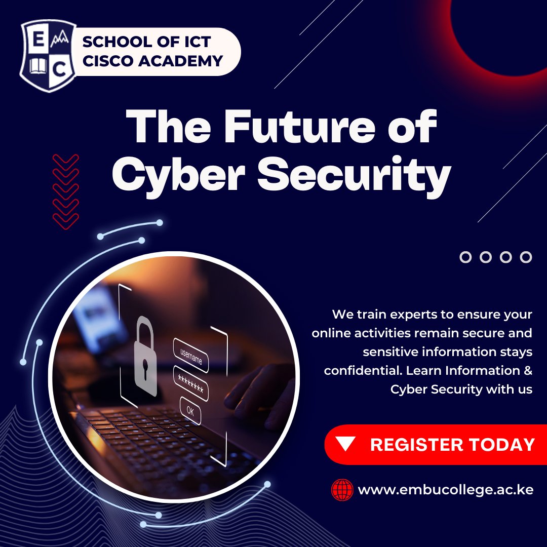 EmbuCollege's tweet image. 💻 Hack-proof your career! Dive into the world of Cyber Security with our expert-led courses at our School of ICT. Become a cyber-savvy professional &amp;amp; secure your future with us. #embucollege #techsavvy #Ciscoacademy #ICTskills #skillstogoplaces