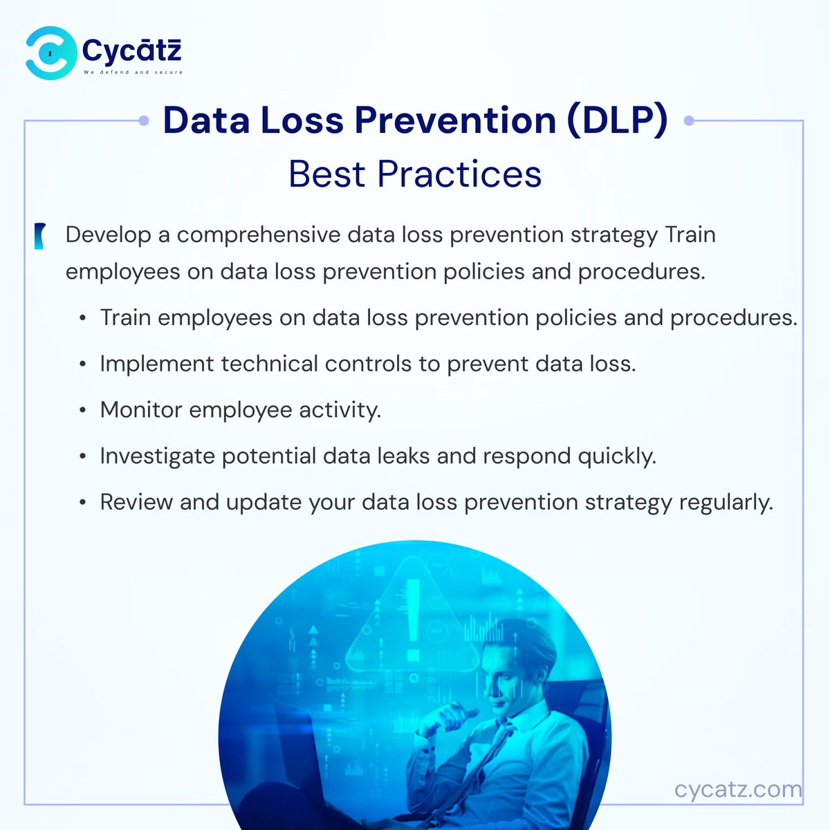 #CyCatz #Cybersecurity Data Loss Prevention(DLP) Best Practices
 
#cyberawareness #cyberattack #breaches #databreaches #cybercrime #darkwebmonitoring #SurfaceWebMonitoring #mobilesecurity #emailsecurity #vendorriskmanagement #BrandMonitoring #security #dlp #practices