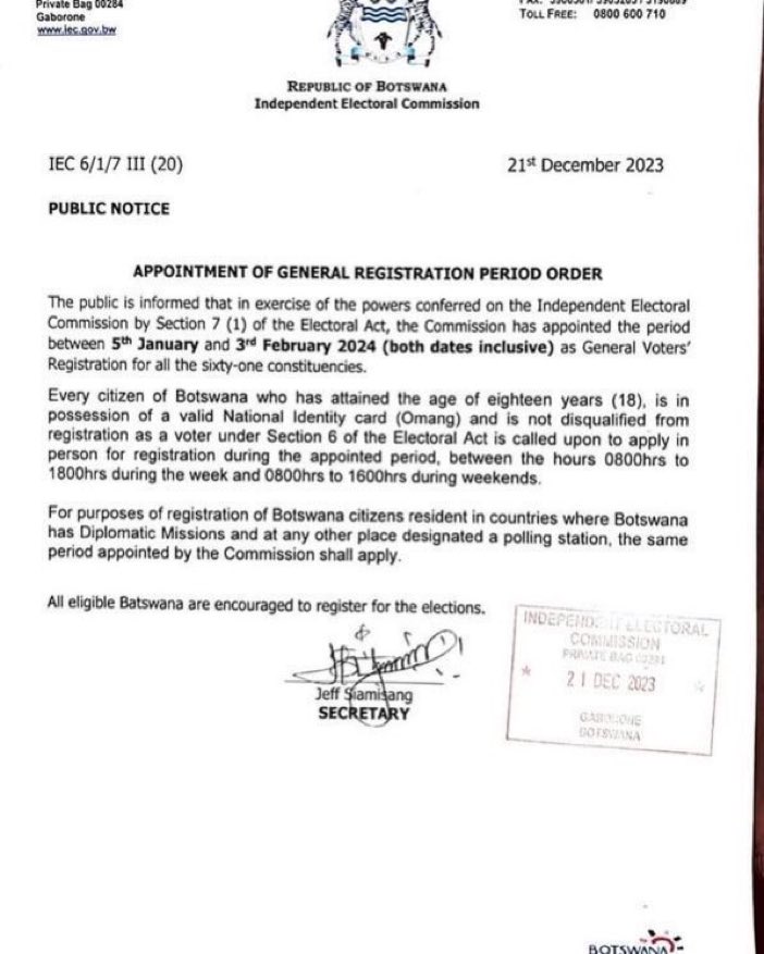 Go_Francistown's tweet image. 📢 Voter Registration has started📢 Make your voice count! #GetRegistered #CivicDuty