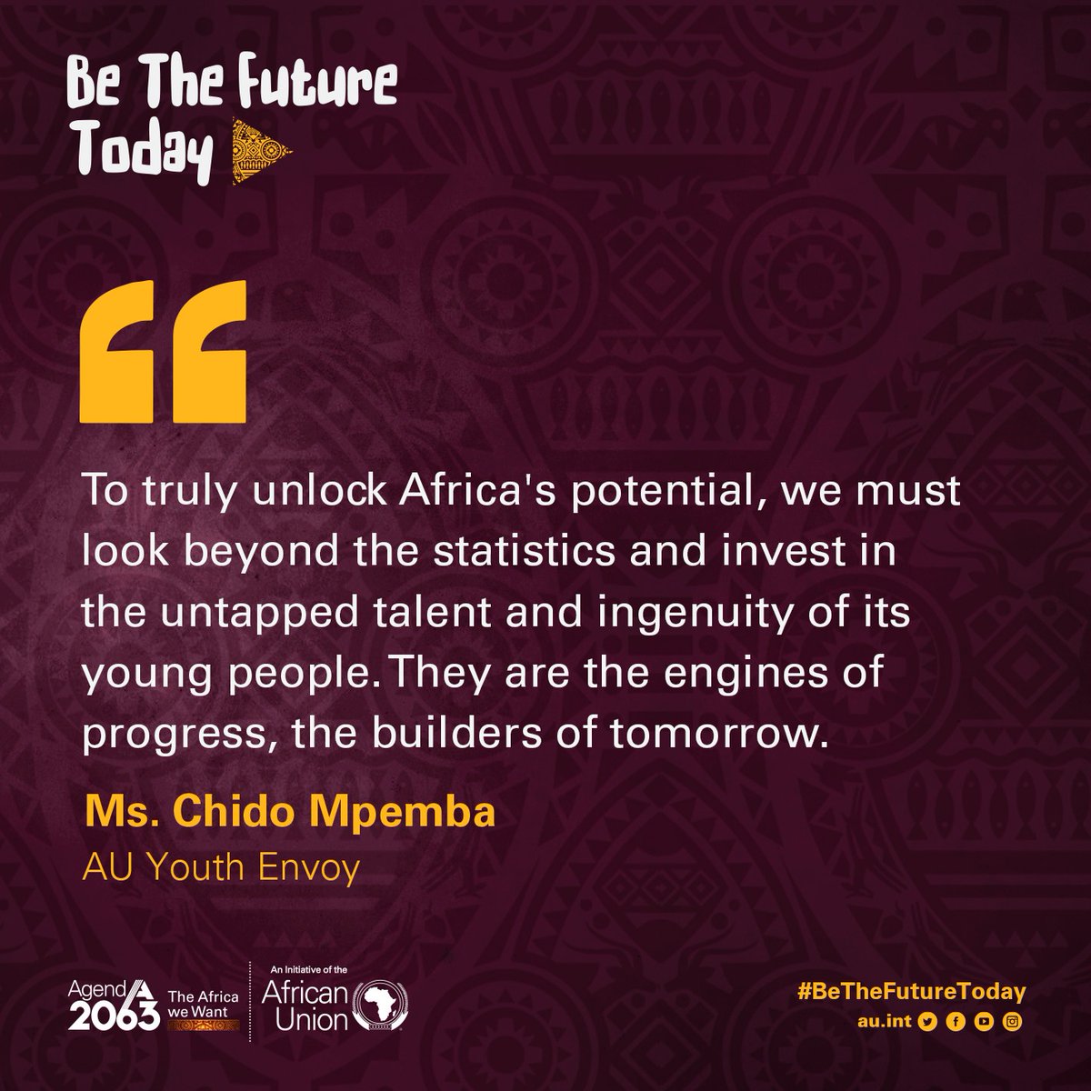 Harnessing the demographic dividend is key to Africa's future. #BeTheFutureToday 
Read the #1MNextLevel report here to learn how the AU is empowering youth in Africa 

ow.ly/EtBz50QsU4y