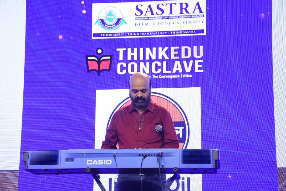 Musician @anilsrinivasan at #ThinkEdu2024. Express photos | @ashwinacharya05. @SastraUniv @HPCL @SVaidhyasubrama @ONGC_ @BPCLimited @gailindia @HospitalsApollo @AhaguruCom @PrabhuChawla @Xpress_edex