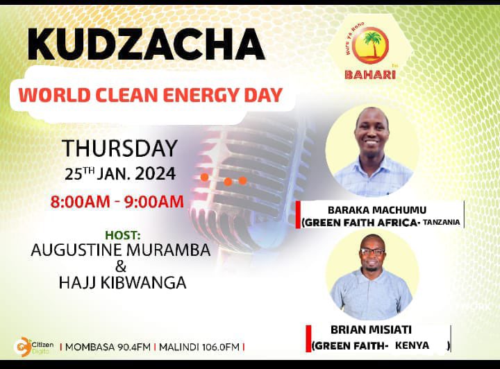 As we gear up for #InternationalDayofCleanEnergy 2024. Join us on @BahariFM as we reflect on Africa’s journey towards achieving a just energy transition. #Faiths4Climate 
@Brian_misiati @baraka_machumu