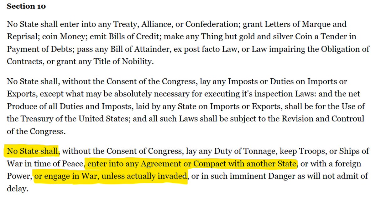 Because Texas Gov Greg Abbott has invoked Article 1, Section 10, Clause 3 ... other states are now able to enter into agreements with Texas to help repel the invasion that Texas is dealing with. Other states may now send troops and/or equipment to aid in halting in the border…