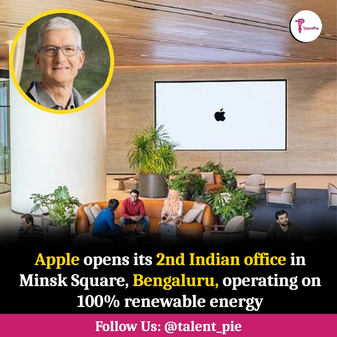 TalentPie's tweet photo. iPhone maker Apple launched its massive new office in India's startup hub, Bengaluru, on January 17, at Cubbon Road in Minsk Square.

#apple #office #Employees #iphones #talentpie https://t.co/GjvN9Vv2bF
