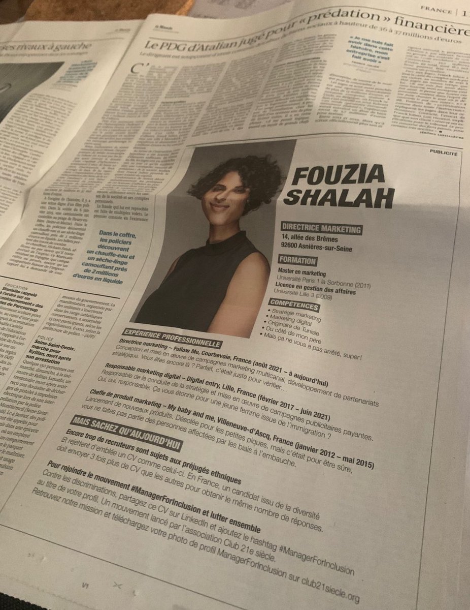 #ManagerForInclusion
Il y a des CVs qui méritent d’être lus jusqu’au bout ! 

Pour en finir avec les préjugés et pour lutter ensemble contre les #discriminations dans le monde du #travail : bravo 👏👍 au <a href="/Club21Siecle/">Club21Siecle</a> d'avoir lancé le mouvement #ManagerForInclusion 💪