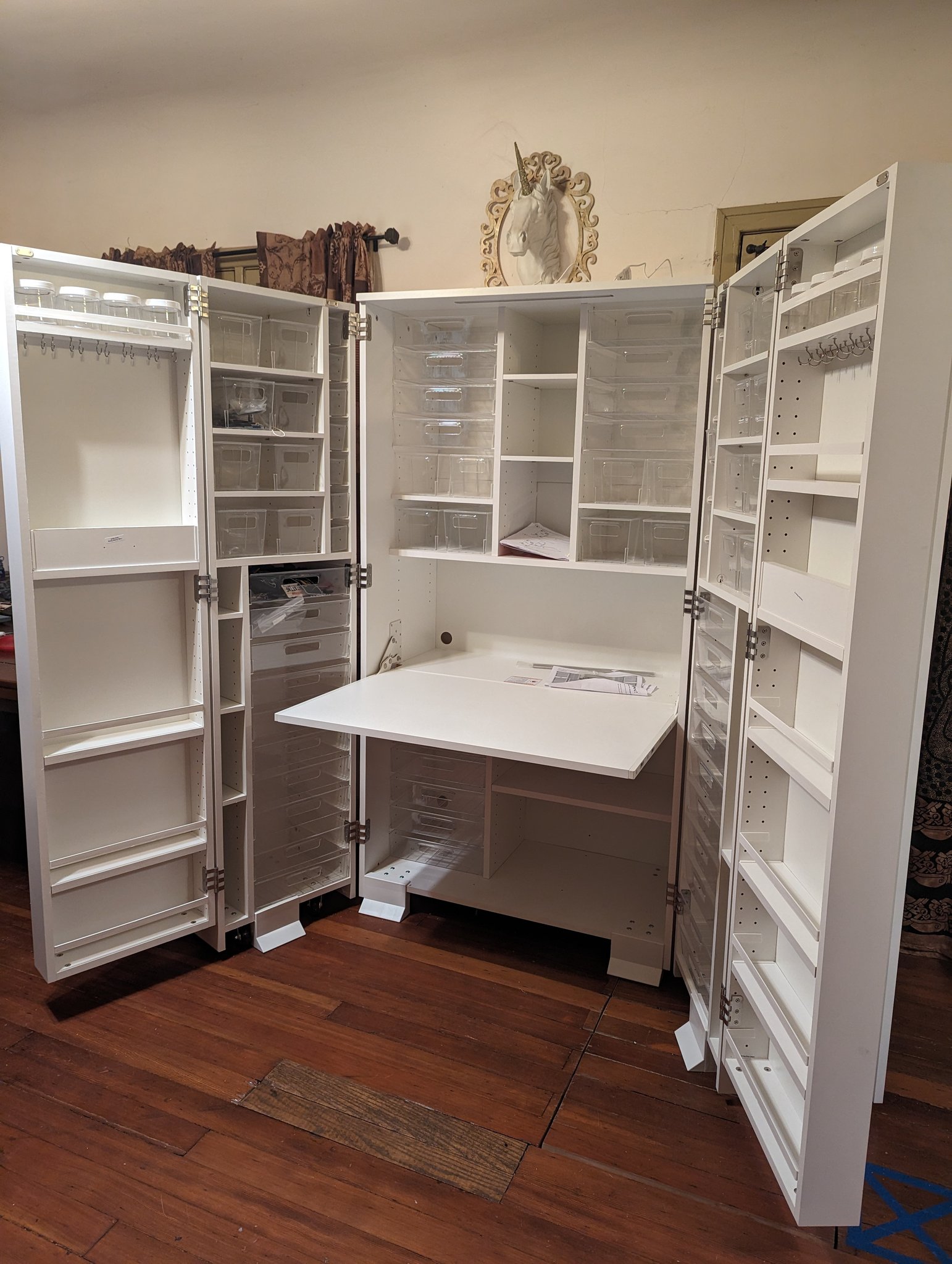 Craft cabinet with 2024 drop down table