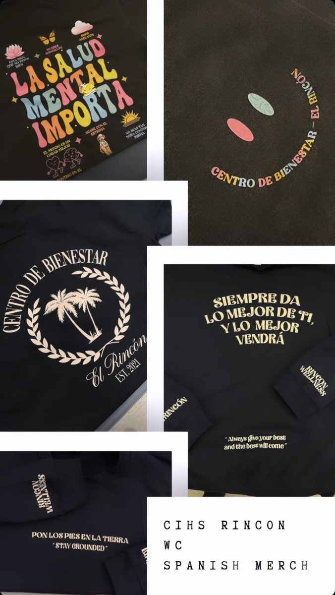 Just another way we try to destigmatize mental health awareness and services at CI. We want our students and families to feel proud of our center and what we offer. Adding bilingual merch is something we are very proud to push out! #inclusion #wellness