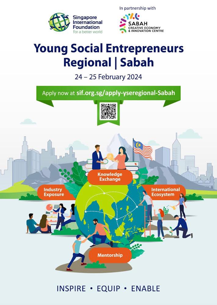Calling all young changemakers in Malaysia! The YSE Regional 2024 Sabah, organized by Singapore International Foundation and in collaboration with Sabah Creative Economy and Innovation Centre, is your chance to dive into the world of social entrepreneurship. @siforg
