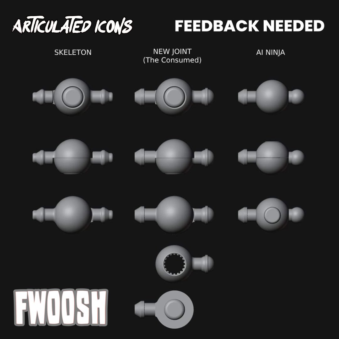 We’re looking for some more feedback. We have a new ball design for the Articulated Icons Ninja wrist, it’s a minor change and won’t require a change to all the hands. Whereas implementing the skeleton wrist will require new molds for the wrists and hands. Thoughts?