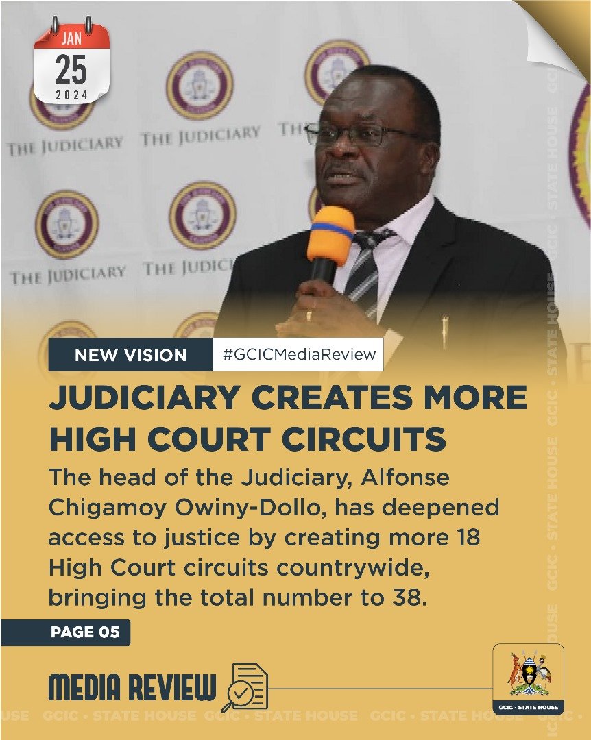 #GCICMediaReview The Judiciary Transformation Agenda that we are now pursuing focuses on enhancing access to justice services across Uganda. We are therefore establishing more courts to meaningfully enable the population access justice,” said the Chief Justice @ac_owinydollo