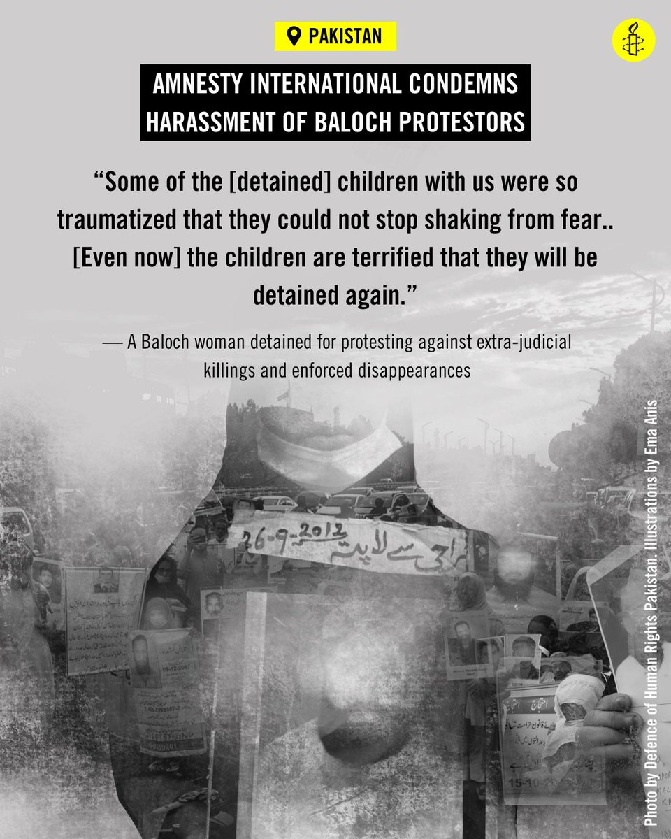PAKISTAN: Baloch protestors ended their month-long sit-in in Islamabad against enforced disappearances and unlawful killings after the Pakistani authorities subjected them to repeated intimidation, arbitrary arrests and detentions.
First Information Reports (FIRs) – which