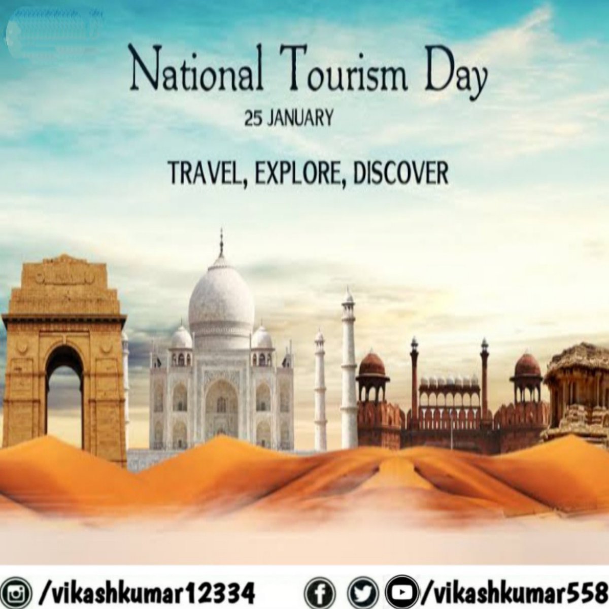 Vikashkumar558's tweet photo. Every year, travel to a place where you have never been before. Happy #NationalTourismDay https://t.co/sY69dV4XJ9