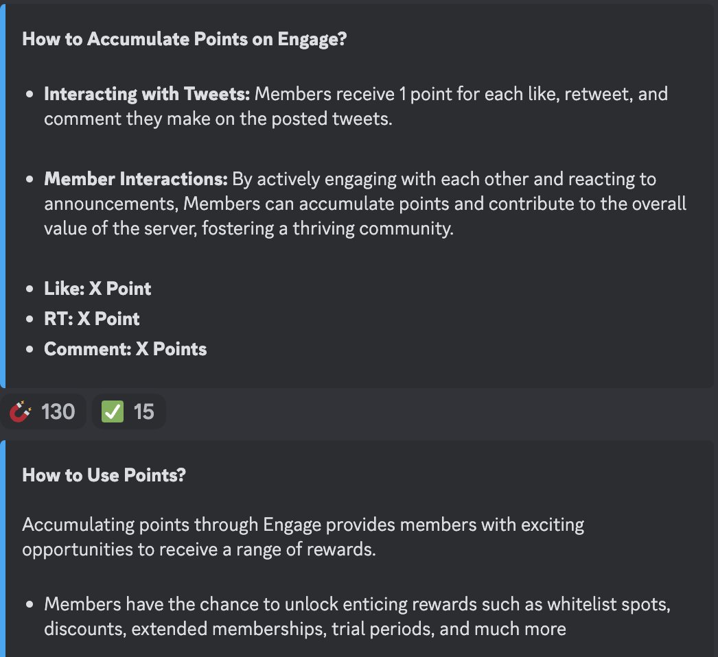 I'm getting all the big collab managers to get WL for big projects to add inside of my new Engage to Earn server. 

I just added thousands of dollars worth of items in the marketplace &amp; i'll continue to add more this week.

Come join us: discord.gg/N8rwJ8qxYH