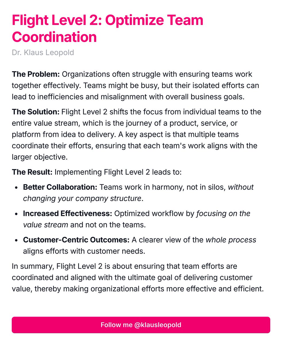 klausleopold's tweet image. Flight Level 2: Optimize Team Coordination

flightlevels.io/workshops/flig…

#FlightLevels #FlightLevel2 #TeamCoordination