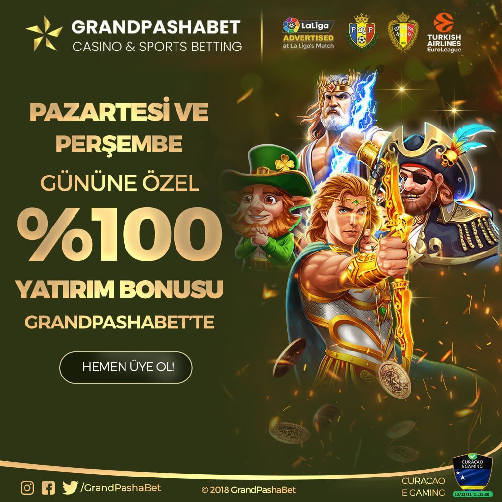 🌟#GrandPashabet'te Pazartesi ve Perşembe Gününe Özel %100 Yatırım Bonusu!✨ 🎰 Günün İlk Yatırımına Özel %50 Slot Bonus Fırsatı! 💵 Min. 100TL Yatırımına %100 Bonus Fırsatı! 🌎Günlük 3.000.000₺ Çekim İmkanı! bit.ly/grandsosyal #grandpashabet #grandpasha #pashacasino