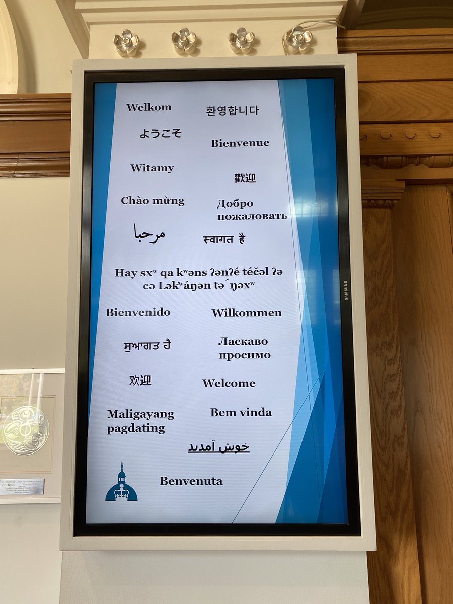 My priority as Speaker is to make ⁦@BCLegislature⁩’s precinct a welcoming and inclusive space for all British Columbians, and so I am very pleased to showcase the multilingual signage that will greet you on your next visit. Bienvenue, Bienvenido, Wilkommen!