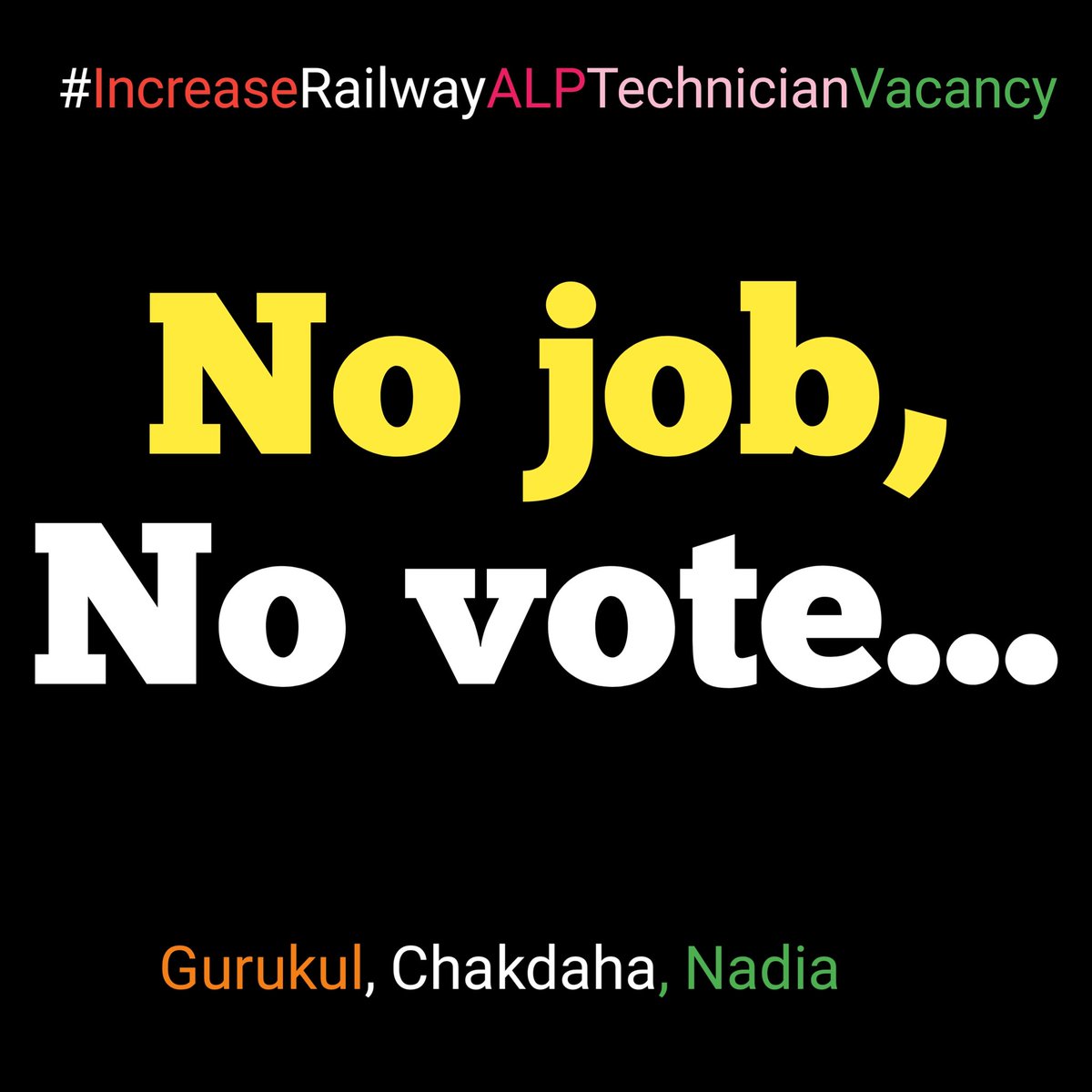 gurukul07's tweet photo. #IncreaseRailwayALPTechnicianVacancy
#ReleaseTechnicianNotification
No job, No vote..
@AshwiniVaishnaw @narendramodi @RailMinIndia https://t.co/UtjCjUV8ps
