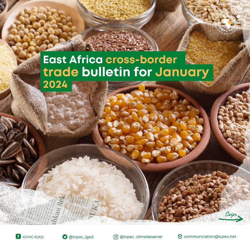 IGAD_CPAC's tweet photo. 🌽🐐 The #FSNWG cross-border trade update on #food commodities and #livestock traded across #EastAfrica in the fourth quarter of 2023 (October-to-December), and projections for 2024 is out!
Read more ➡️ https://t.co/m5kuYsiZcT