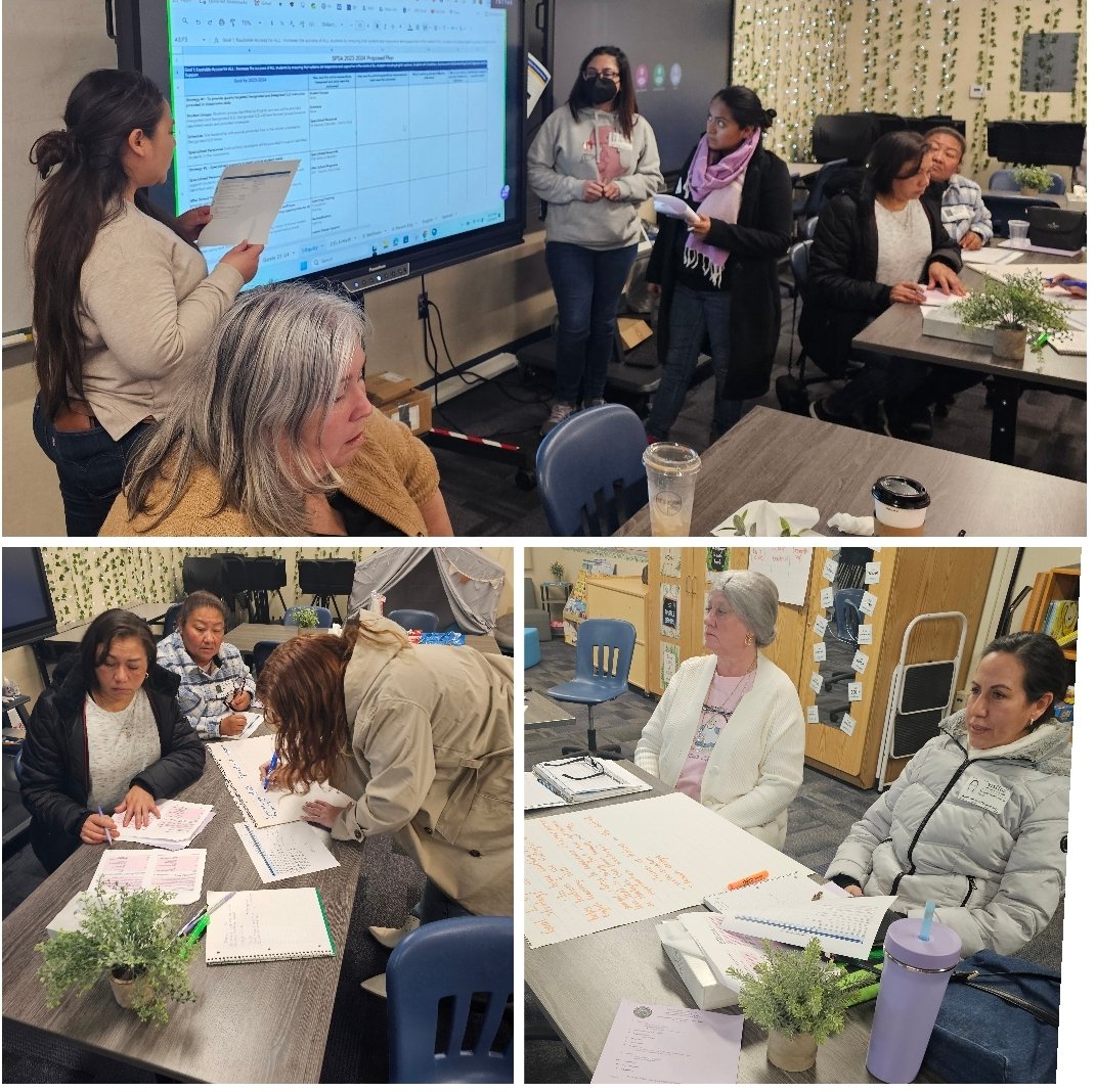 At today's ELAC & SSC, parents collaborated to learn about our school site plan. They learned, discussed & presented how each strategy supports our school goals of equitable access for all, improving academics, building community & increasing parent engagement. #WeAreRams #cjusd