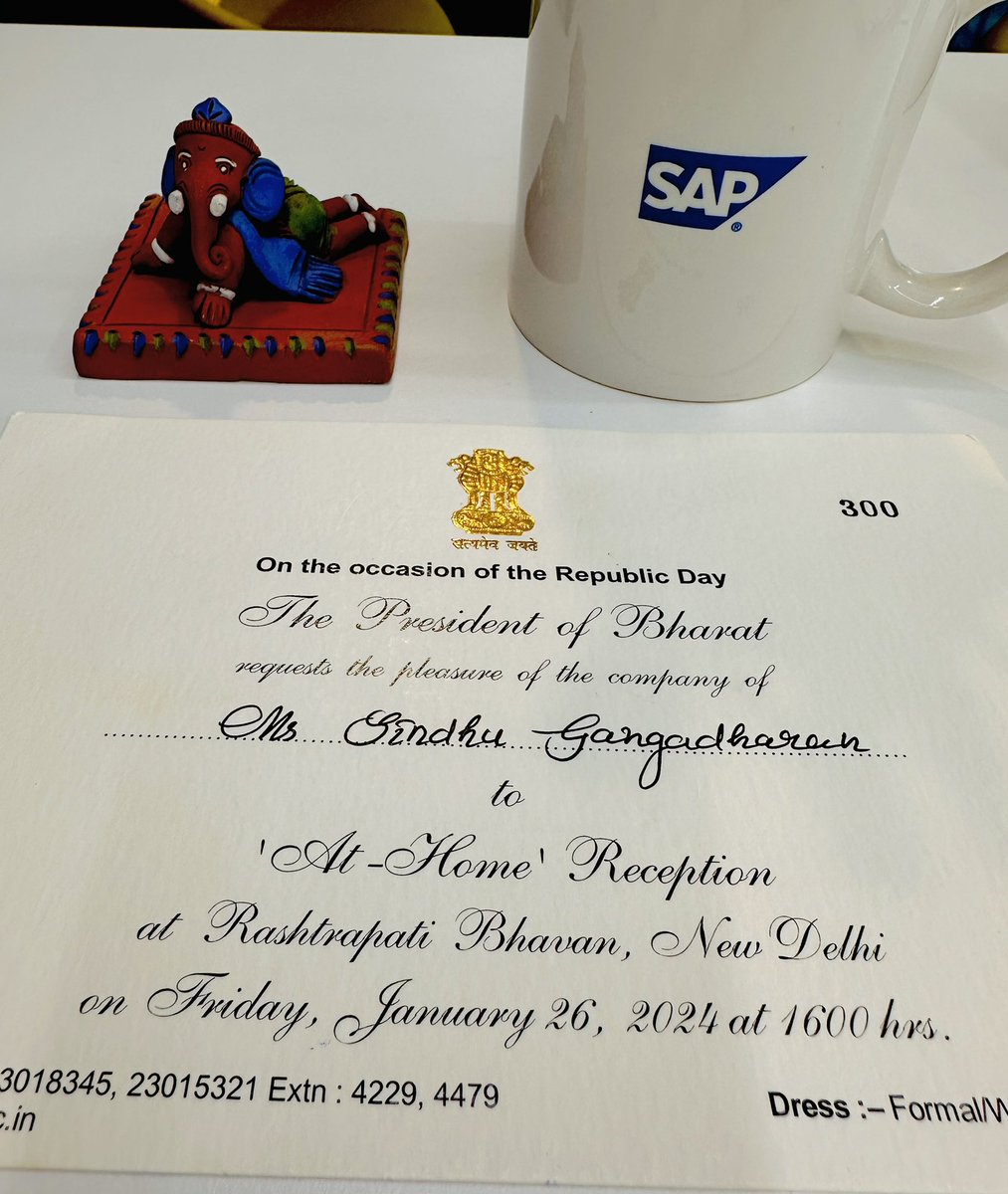Sindhu Gangadharan (@gangadharansind) on Twitter photo Deeply honoured to have received this invite from the President of India <a href="/rashtrapatibhvn/">President of India</a>ย for the 'At Home' Reception at Rashtrapati Bhavan on the occasion of #RepublicDay ๐ฎ๐ณ ๐๐ Deeply honoured to have received this invite from the President of India <a href="/rashtrapatibhvn/">President of India</a>ย for the 'At Home' Reception at Rashtrapati Bhavan on the occasion of #RepublicDay ๐ฎ๐ณ ๐๐