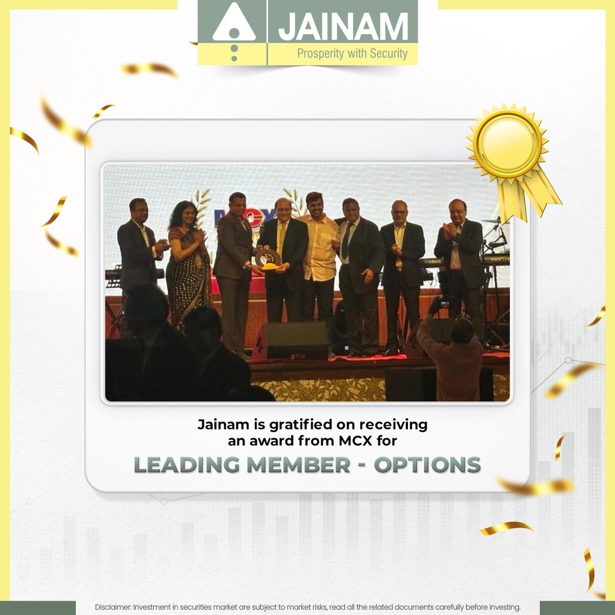 A heartfelt thank you to everyone who's been part of our journey! This #award is a testament to the  belief in us has been our greatest motivation. 
 #JainamBroking #ProudMoment  #Stocks  #TradingStrategies #MarketAnalysis  #StockMarketTrading #StockMarketEducation #StockMarkets