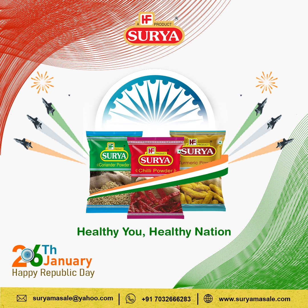 Celebrating the spirit of unity, diversity, and the vibrant flavours that make our nation truly special! Surya Masale wishes everyone a Happy Republic Day. May the essence of our diverse spices mirror the richness of our cultural tapestry.
#SuryaMasale #RepublicDay #JaiHind