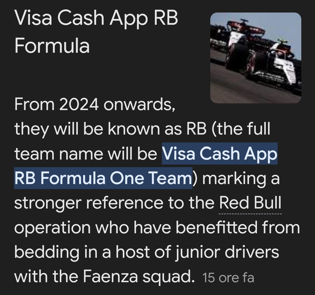 È l'@AlphaTauriF1 che cambia nome @Tommasolabate @MassimoCervelli in Visa Cash App RB Formula