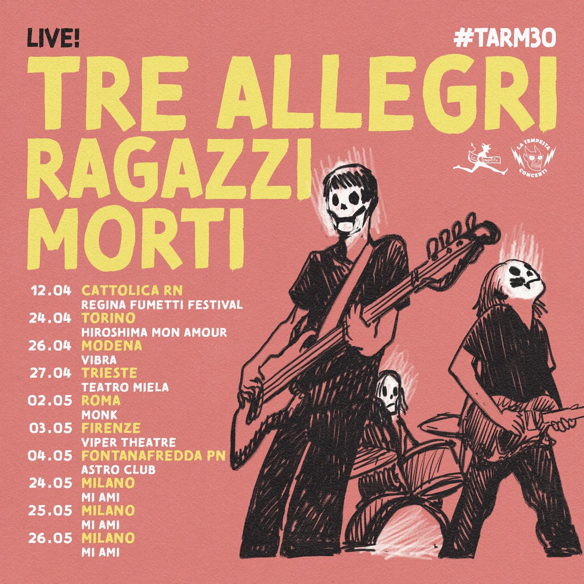 treallegri's tweet photo. #TARM30 - Ciao topolini. ร vero quello che si dice, questโanno compiamo 30 anni. Vi aspettiamo ai concerti che oggi annunciamo. Quali canzoni volete ascoltare? ร il vostro momento, scrivetelo qui.
๐๏ธ https://t.co/k0MAPpz4d7 https://t.co/AdYh7nlNyG