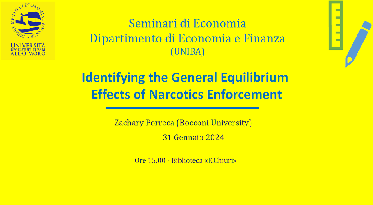Raffaele_Lagrav's tweet photo. Next week, we will have the pleasure of hosting the seminar by @zachporreca  at DIEF (@unibait ). https://t.co/Rf4fB8yQic